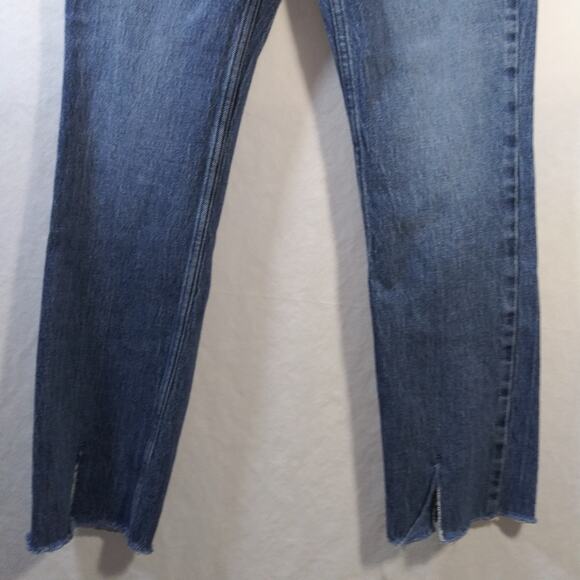Zara Blue High Rise Button Fly Raw Hem Jeans Size 4 - Picture 3 of 8